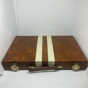 Briefcase Backgammon Game Board Set Leather Traveling Case
Complete